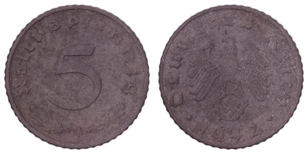 GERMANY 5 reichspfennig 1942A / 3rd Reich / VF