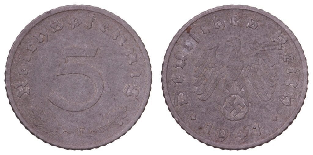 NEMECKA 5 reichspfennig 1941F / Treći Reich / VF