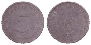 GERMANY 5 reichspfennig 1941F / 3rd Reich / VF