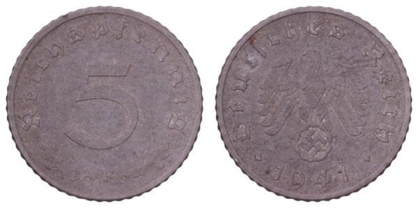 GERMANY 5 reichspfennig 1941F / 3rd Reich / VF