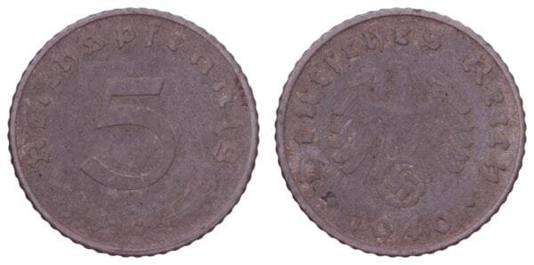 GERMANY 5 reichspfennig 1940G / 3rd Reich / VF