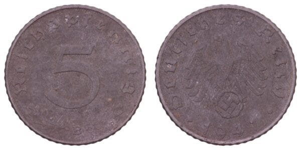GERMANY 5 reichspfennig 1941B / 3rd Reich / VF