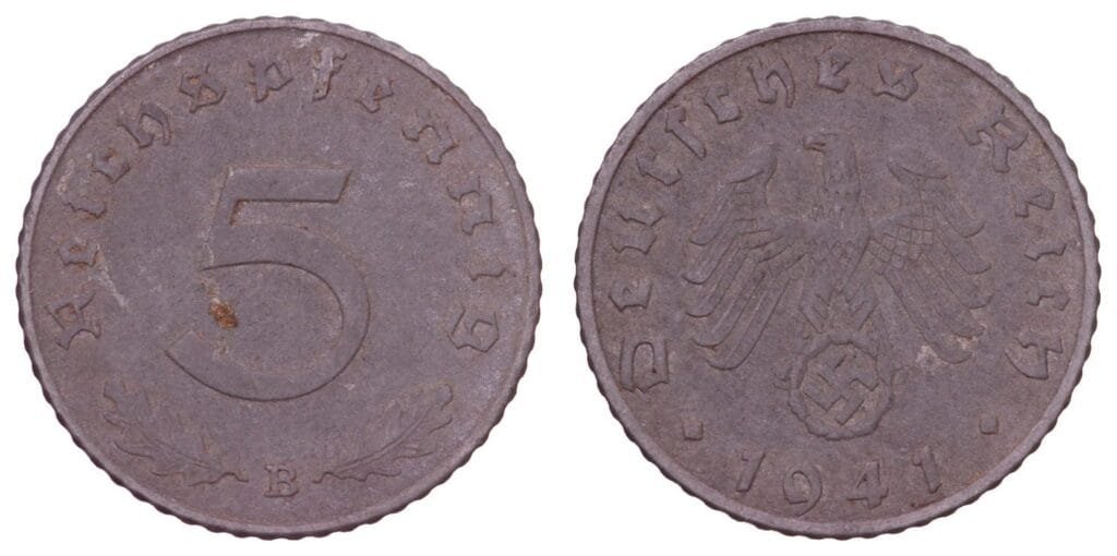 GERMANY 5 reichspfennig 1941B / 3rd Reich / VF