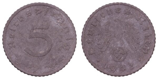 GERMANY 5 reichspfennig 1942A / 3rd Reich / VF-