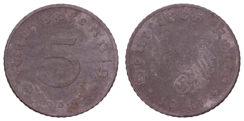 NJEMAČKA 5 rajhspfeninga 1941D / 3. Reich / VF-