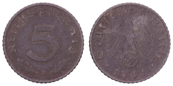 GERMANY 5 reichspfennig 1941A / 3rd Reich / VF-