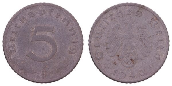 GERMANY 5 reichspfennig 1940F / 3rd Reich / VF-