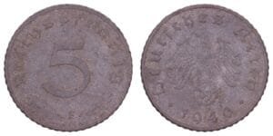GERMANY 5 reichspfennig 1940F / 3rd Reich / VF-