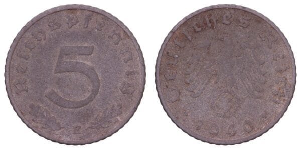 GERMANY 5 reichspfennig 1940E / 3rd Reich / VF-