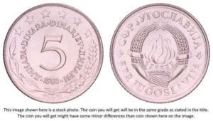 YUGOSLAVIA 5 dinara 1980 UNC
