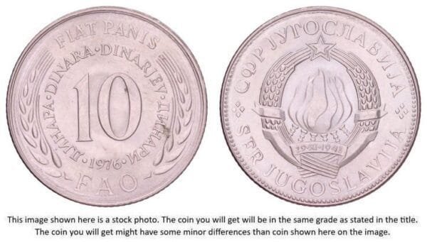 YUGOSLAVIA 10 dinara 1976 UNC-