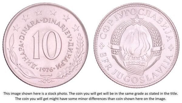 YUGOSLAVIA 10 dinara 1976 UNC