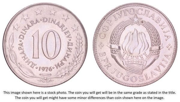 YUGOSLAVIA 10 dinara 1976 UNC-