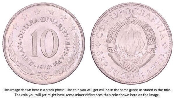YUGOSLAVIA 10 dinara 1976 XF