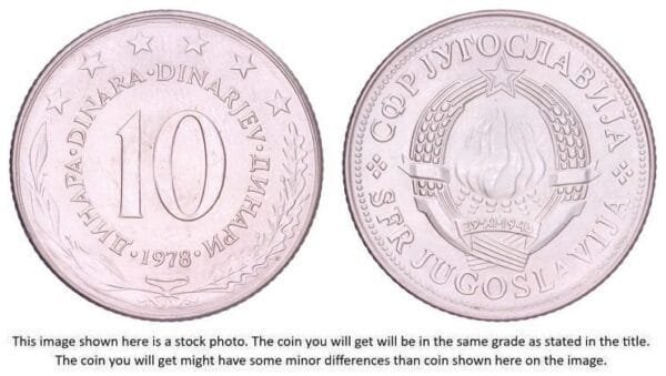 YUGOSLAVIA 10 dinara 1978 XF+