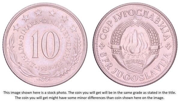 YUGOSLAVIA 10 dinara 1980 UNC-