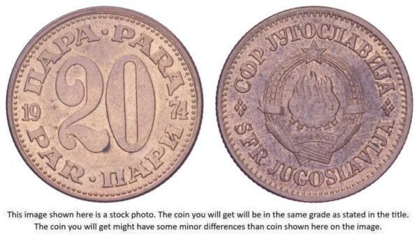 YUGOSLAVIA 20 para 1974 XF+