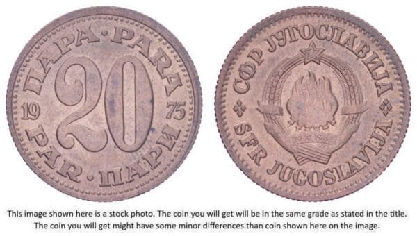 YUGOSLAVIA 20 para 1975 XF+