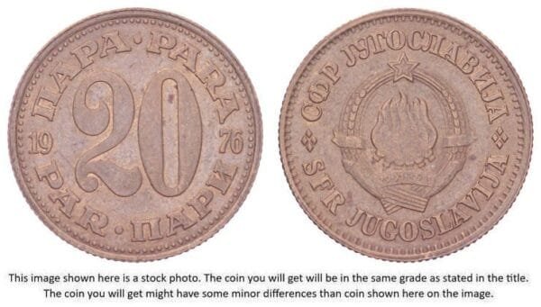YUGOSLAVIA 20 para 1976 VF+