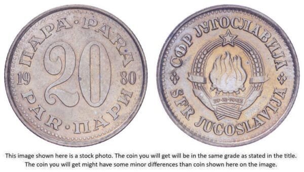 YUGOSLAVIA 20 para 1980 UNC-