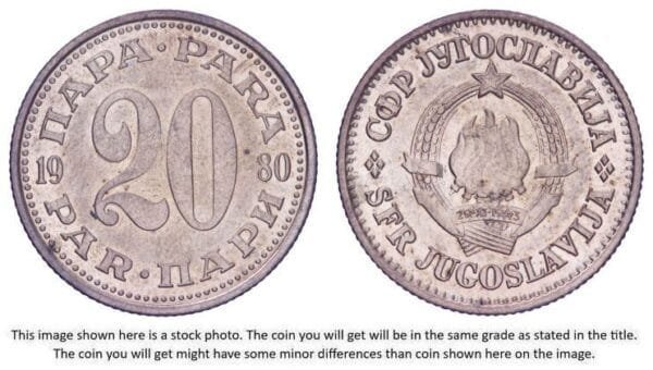 YUGOSLAVIA 20 para 1980 XF