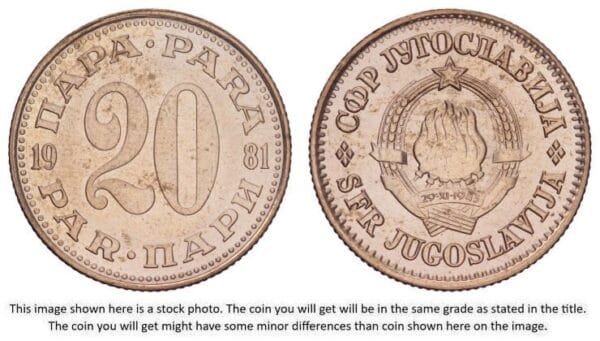 YUGOSLAVIA 20 para 1981 UNC-