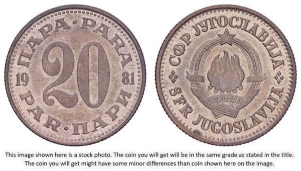 YUGOSLAVIA 20 para 1981 XF