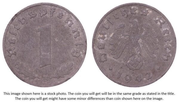 GERMANY 1 reichspfennig 1942B / 3rd Reich / VF-