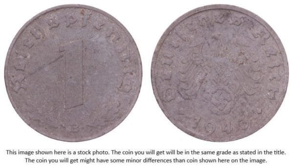 GERMANY 1 reichspfennig 1943B / 3rd Reich / VF-