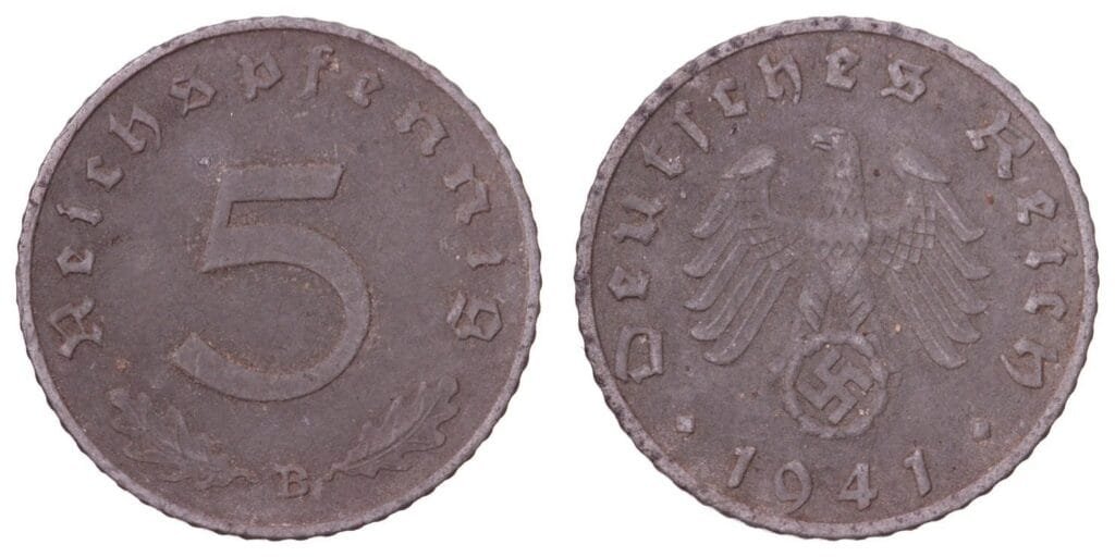 GERMANY 5 reichspfennig 1941B / 3rd Reich / VF