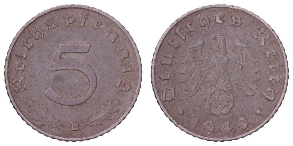 GERMANY 5 reichspfennig 1940B / 3rd Reich / VF