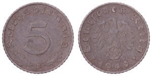 GERMANY 5 reichspfennig 1940B / 3rd Reich / VF