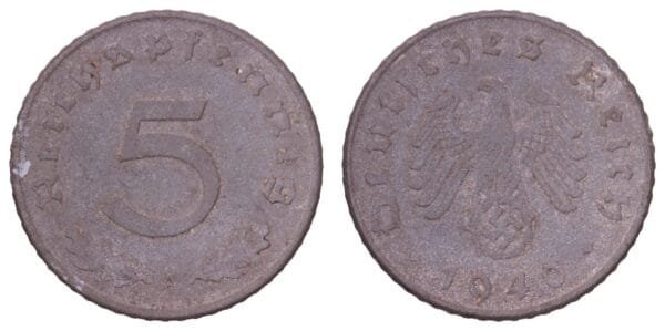 GERMANY 5 reichspfennig 1940A / 3rd Reich / VF-