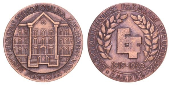 CROATIA Electrotechnical Faculty of the University of Zagreb medal by Ante Despot / Bronze / 174.61 g / 72 mm