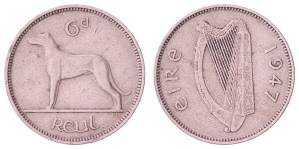IRELAND 6 pence 1947 VF