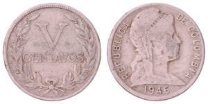 COLOMBIA 5 centavos 1946 VF