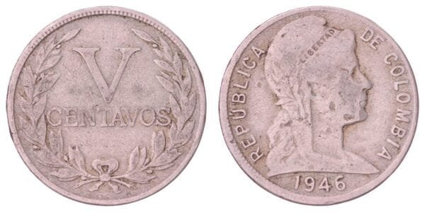 COLOMBIA 5 centavos 1946 VF