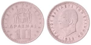 GREECE 10 drachmai 1959 VF