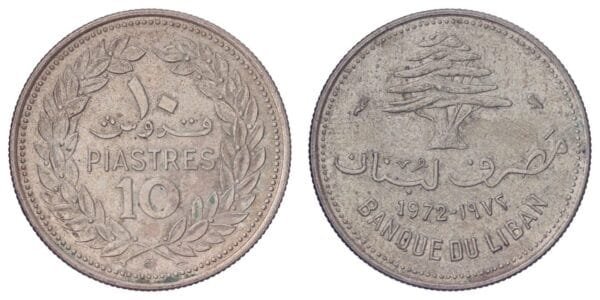 LEBANON 10 piastres 1972 VF