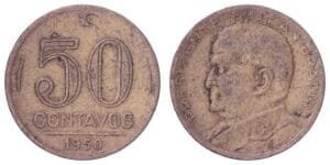 BRAZIL 50 centavos 1950 VF