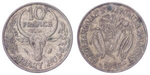MADAGASCAR 10 francs 1986 VF