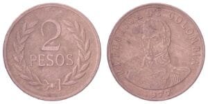 COLOMBIA 2 pesos 1977 VF