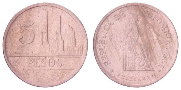 COLOMBIA 5 pesos 1980 VF