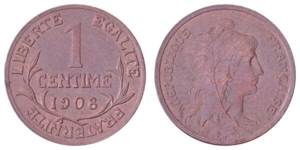 FRANCE 1 centime 1908 XF
