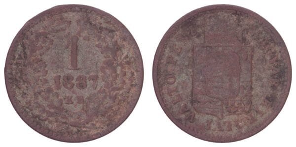 HUNGARY 1 krajczar 1887 F