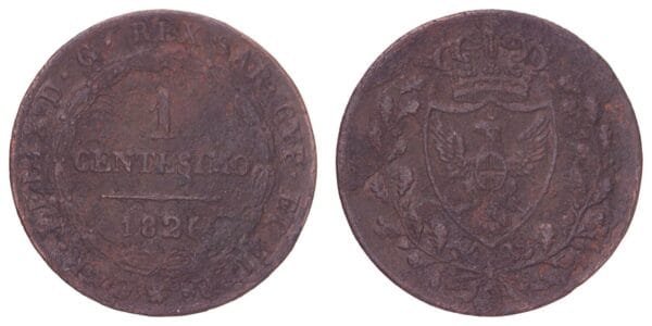 ITALY 1 centesimo 1826 / Piedmont-Sardinia / F