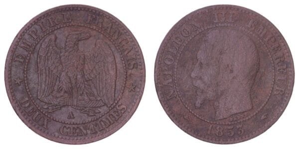 FRANCE 10 centimes 1853A VF-