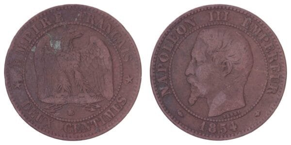 FRANCE 10 centimes 1854BB VF