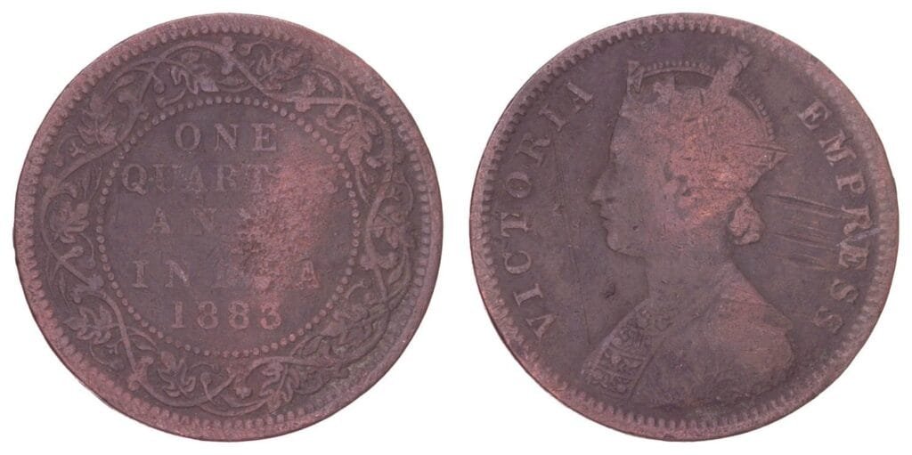 INDIA 1/4 anna 1883 / Británico / F
