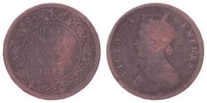 INDIA 1/4 anna 1883 / British / F